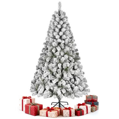 7.5ft Snow Flocked Artificial Christmas Tree Premium Hinged Xmas Pine Tree W/1405 Branch Tips & Metal Stand for Home Holiday Decoration | Target