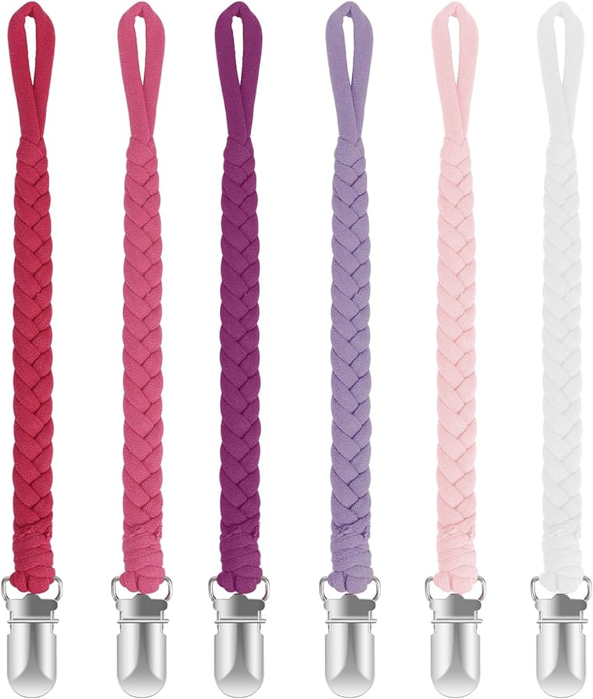 Pacifier Clip for Boys and Girls 6 Pack Baby Pacifier Holder Leash 100% Handmade Braided Fits All... | Amazon (US)