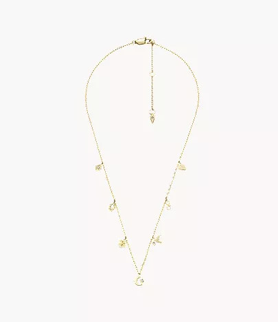 Sutton Golden Icons Gold-Tone Stainless Steel Station Necklace | Fossil (US)