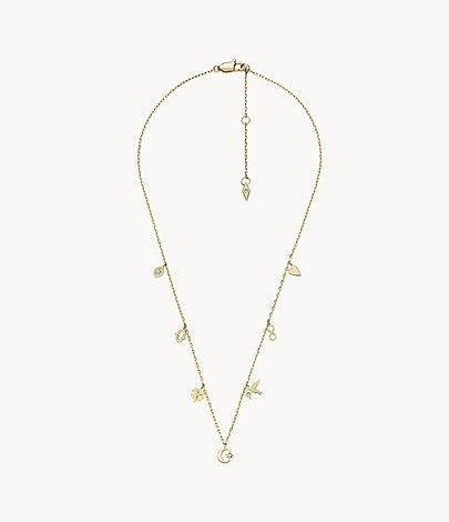 Sutton Golden Icons Gold-Tone Stainless Steel Station Necklace | Fossil (US)