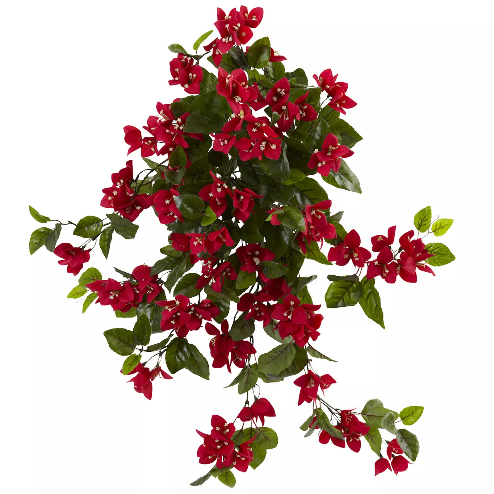 nearly natural 28-in. UV Resistant Bougainvillea Hanging Bush Artificial Plant, Red | Kohl's