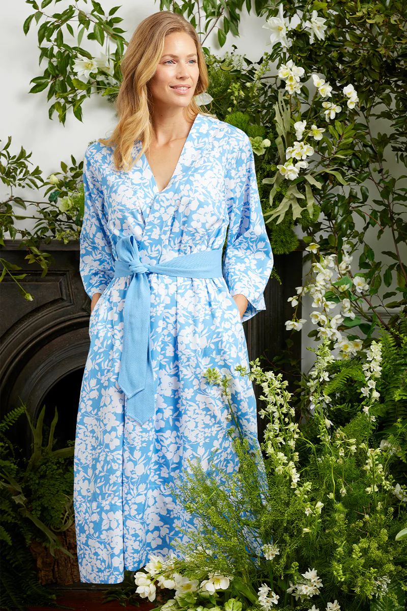 Kimono Robe in Sky Floral | Lake Pajamas