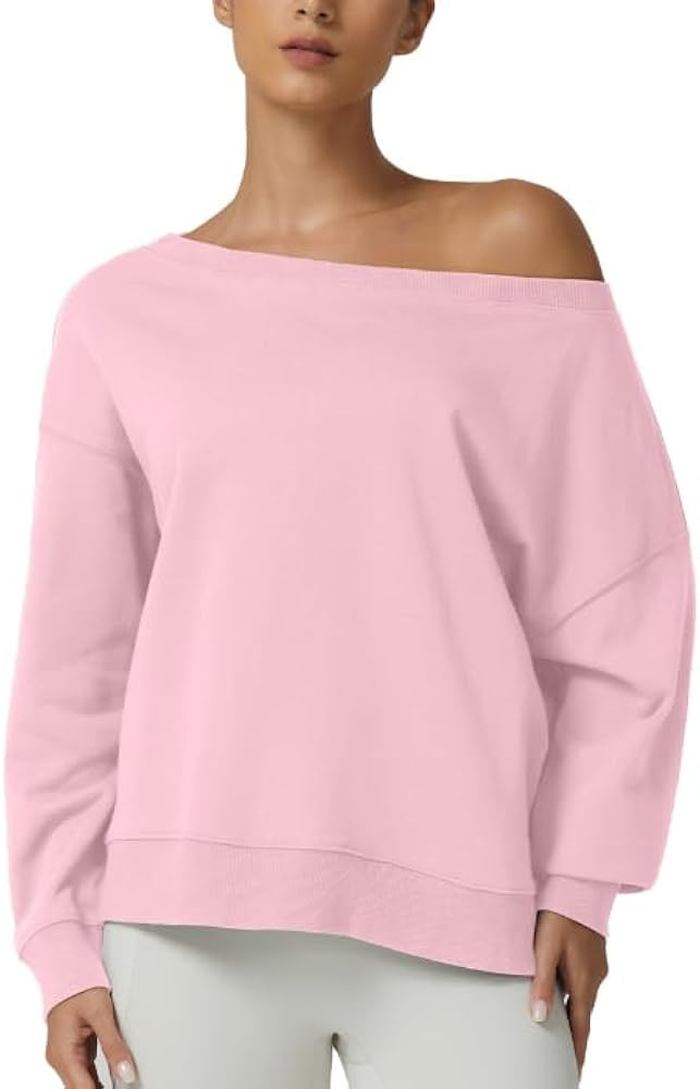 QINSEN Womens Oversized Sweatshirt Long Sleeve Off The Shoulder Pullover Casual Comfy Fall Outfit... | Amazon (US)