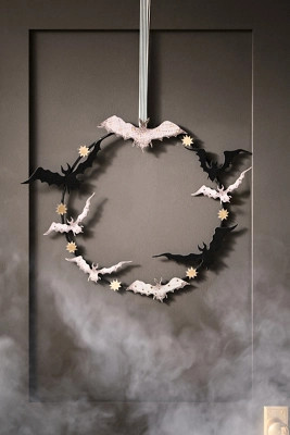 Florence Balducci Black Cat Bats Halloween Wreath | Anthropologie (US)
