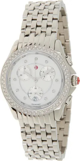 MICHELE Women's Belmore Chronograph Diamond Embellished Bracelet Watch, 37mm - 0.34 ctw | Nordstr... | Nordstrom Rack