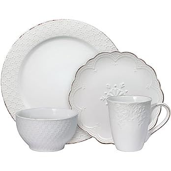 Pfaltzgraff French Lace Dinnerware Set, 16 Piece, White | Amazon (US)