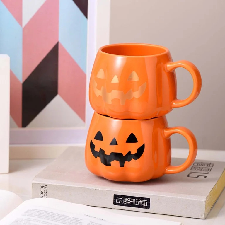 Halloween Pumpkin Coffee Mug, Fall Autumn Coffee Mugs, Cute Orange Ceramic Pumpkin Shaped Cup Sou... | Walmart (US)