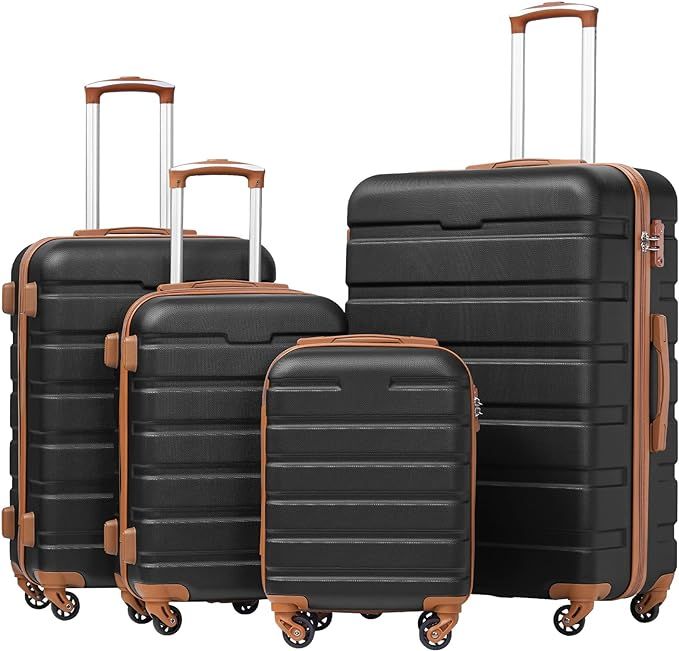 Coolife Luggage 3 Piece Set Suitcase Spinner Hardshell Lightweight TSA Lock | Amazon (US)