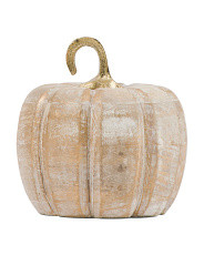 8x7 Distressed Wooden Pumpkin Decor With Aluminum Stem | TJ Maxx