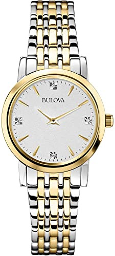 Bulova Classic Quartz Ladies Watch, Stainless Steel Diamond | Amazon (US)