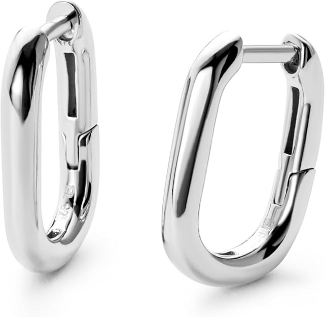 Ana Luisa Rox Rectangle Hoop Earrings - Chic 14K Gold Plated Hoop Earrings & Silver Rhodium Plate... | Amazon (US)