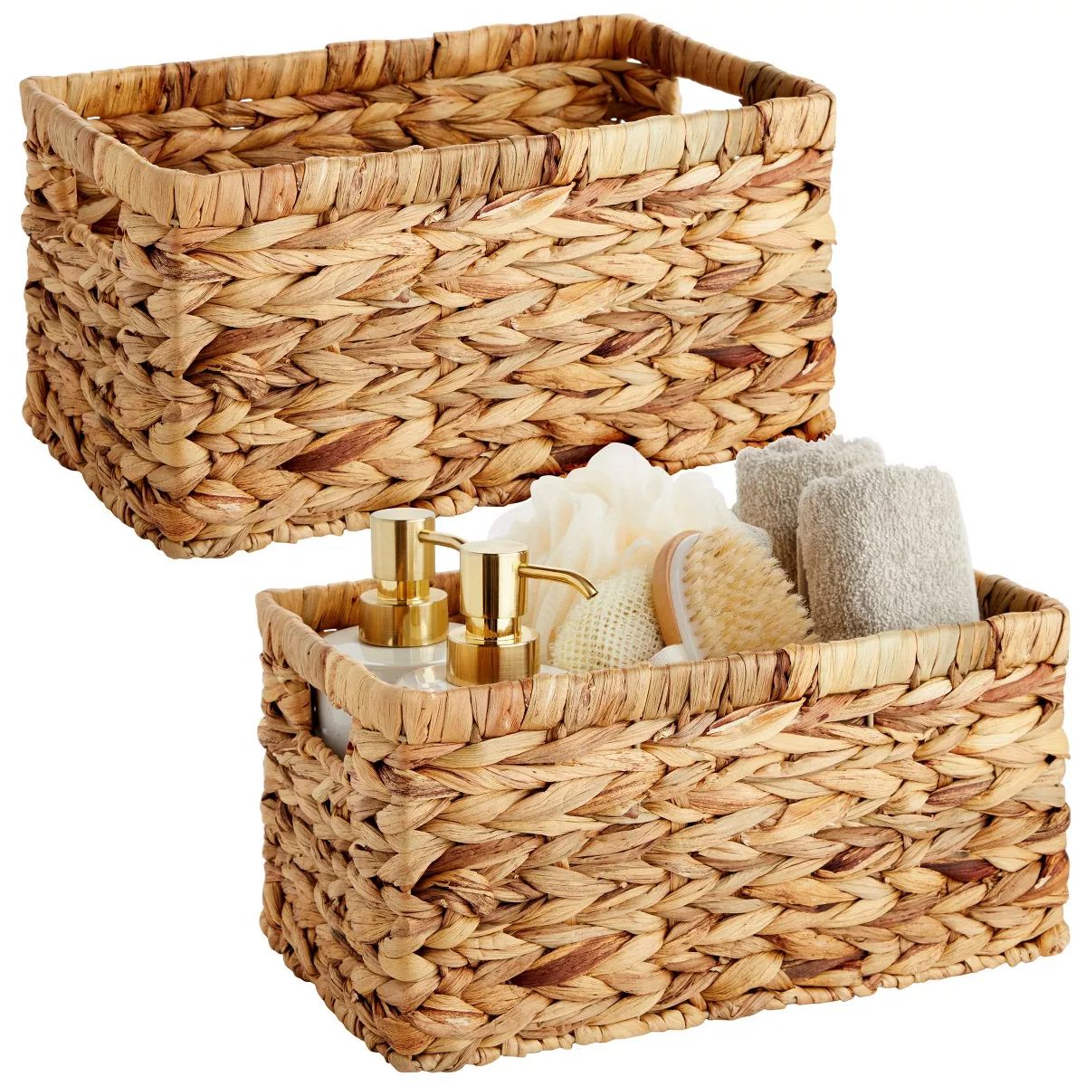 Juvale 2 Pack Small Rectangular Wicker Baskets for Shelves, 6 Inch Wide Hand Woven Water Hyacinth... | Target