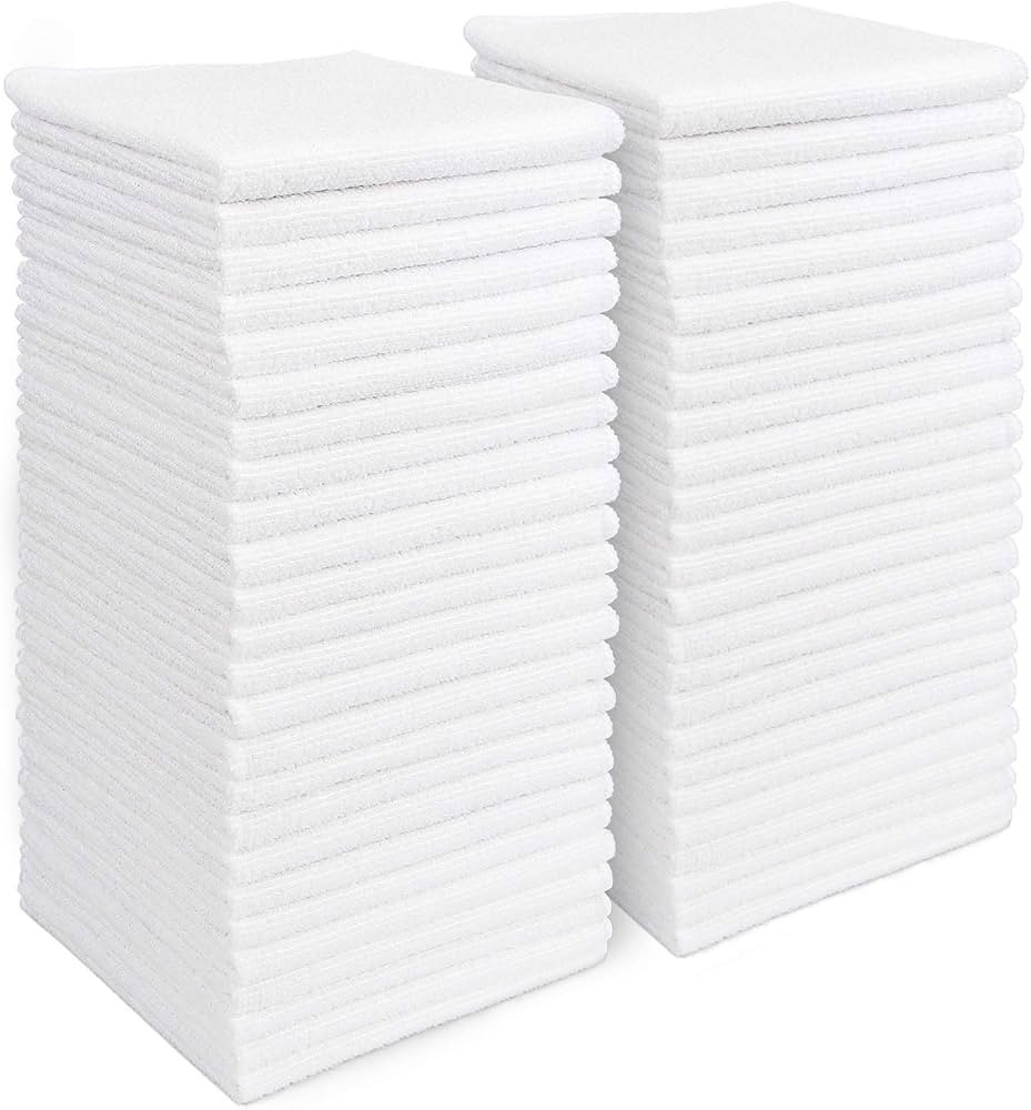 AIDEA Microfiber Cleaning Cloths,White 50PK, Absorbent Cleaning Towels, Lint Free Rags, Kitchen T... | Amazon (US)