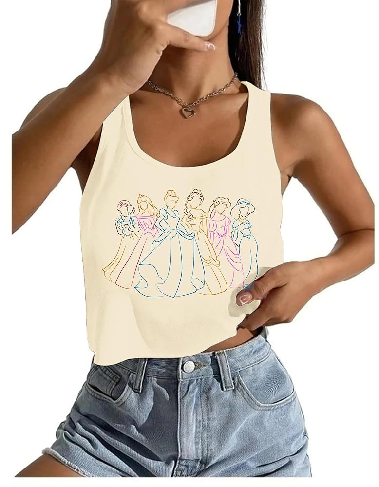 Magical Tank Tops for Women Magic Princess Shirt Magic Kingdom Graphic Tee Holiday Sleeveless Cro... | Amazon (US)