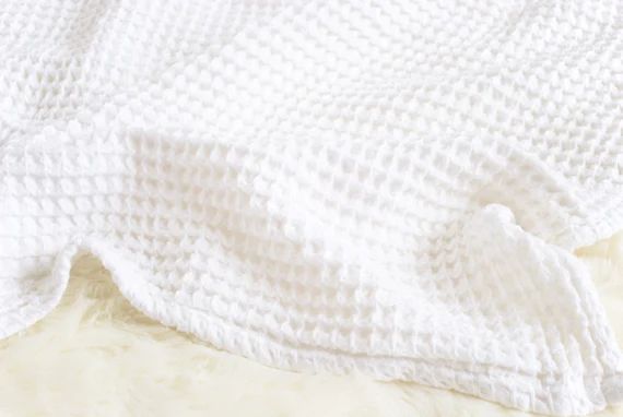 Waffle Baby Blanket in White - made from soft and lofty waffle gauze - 100% cotton - baby boy, gi... | Etsy (US)
