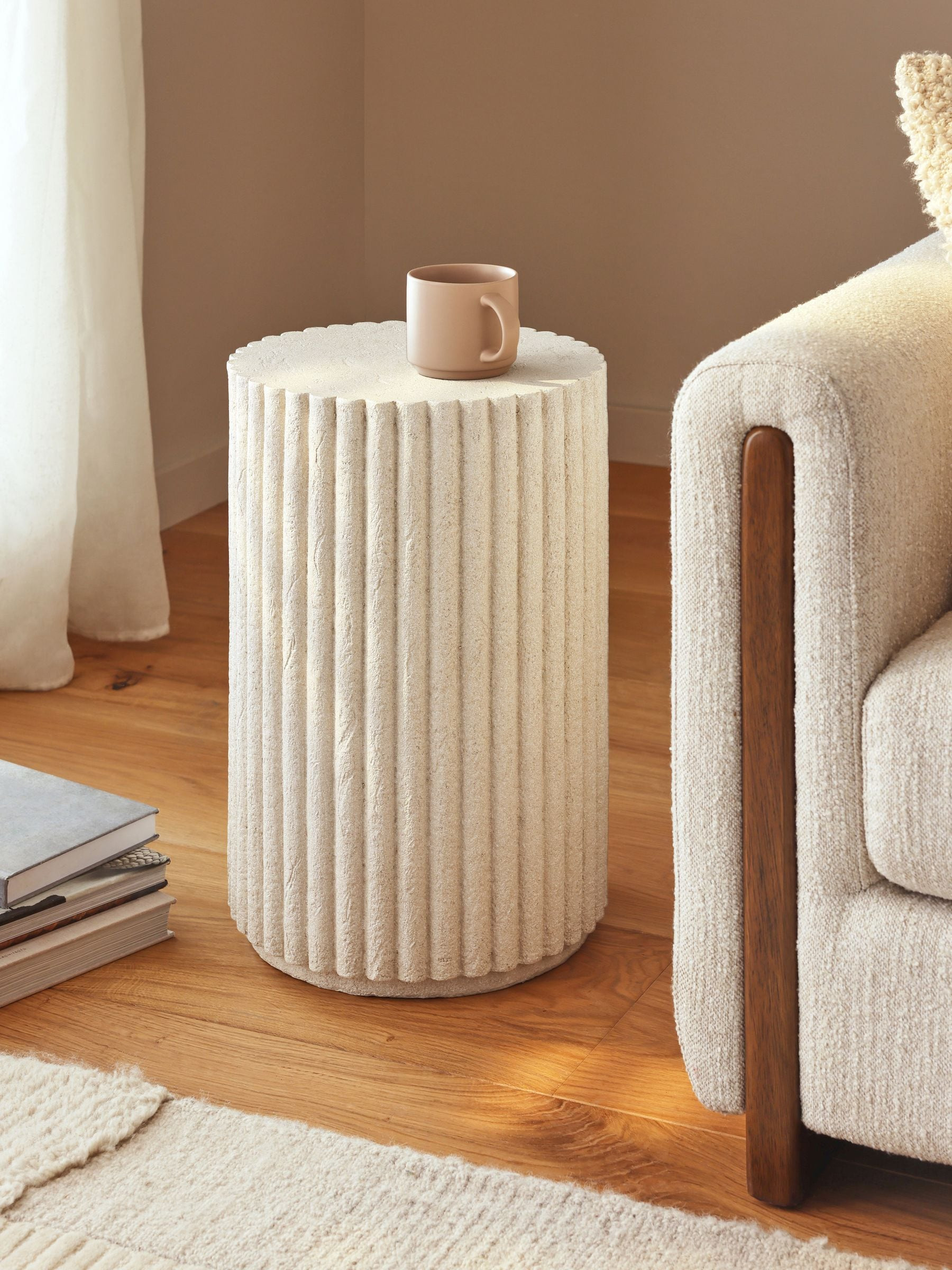 Next Natural Textured Ribbed Side Table Suitable For Outdoor Use | Next US