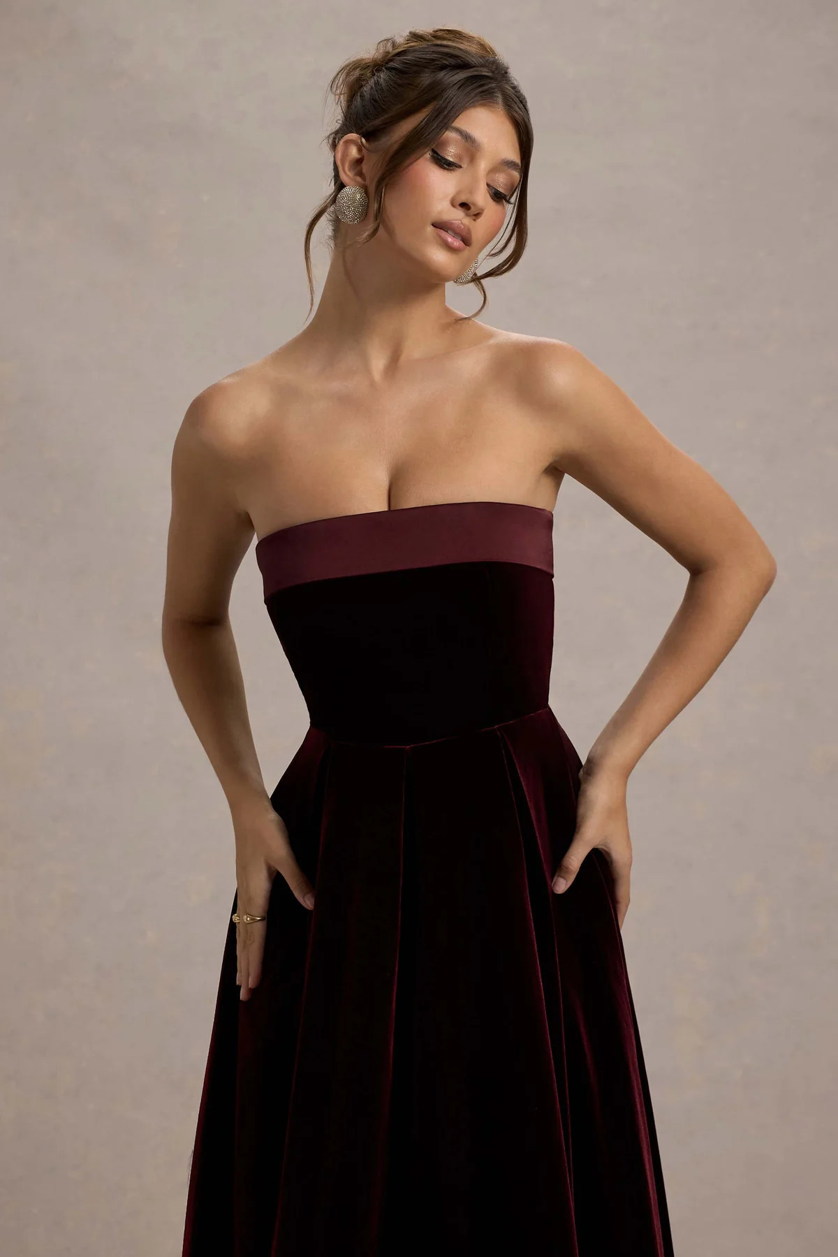 Delray | Port Velvet Bandeau Midi Dress | Club L London