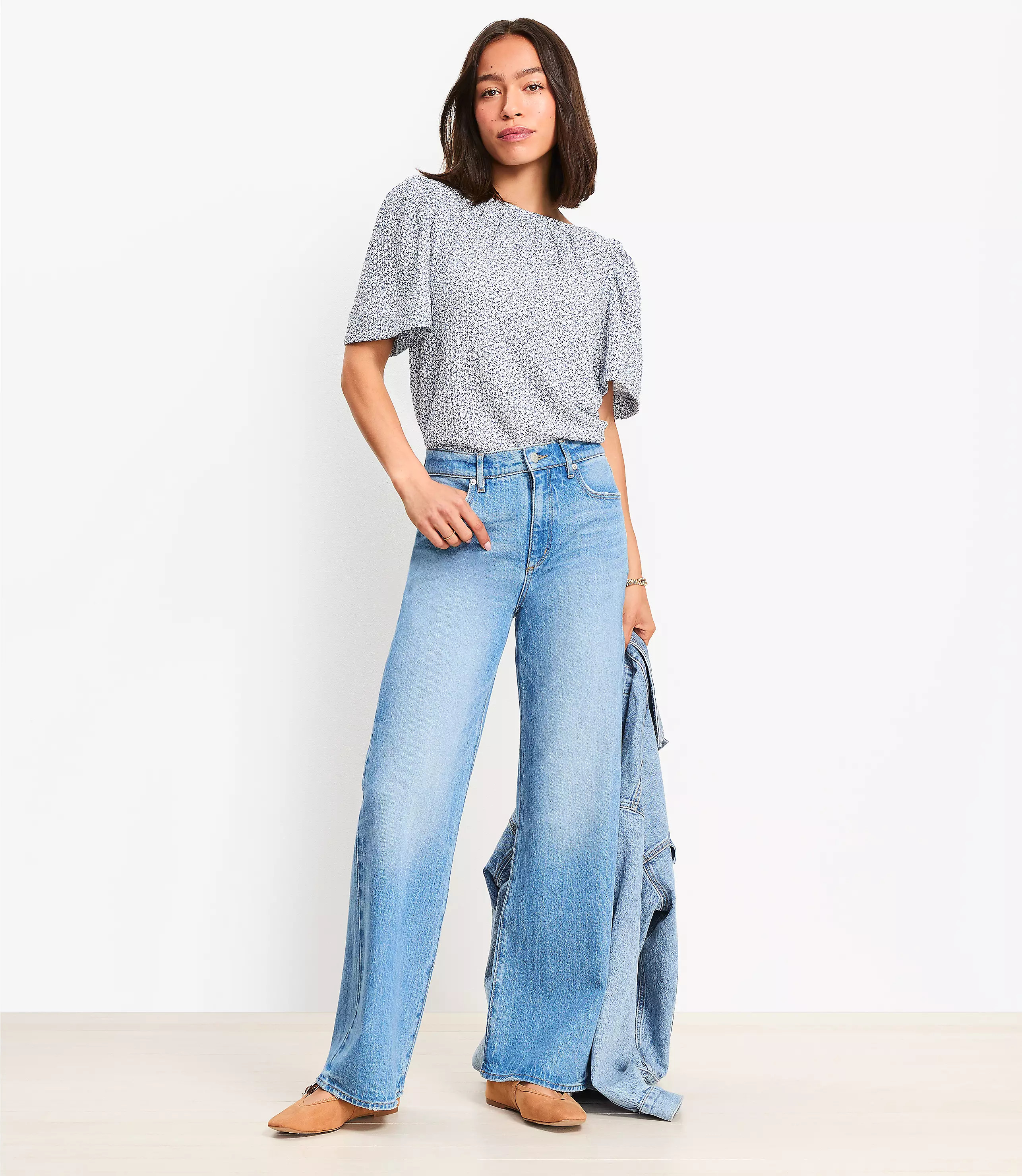 Petite High Rise Wide Leg Jeans in Vintage Indigo | LOFT