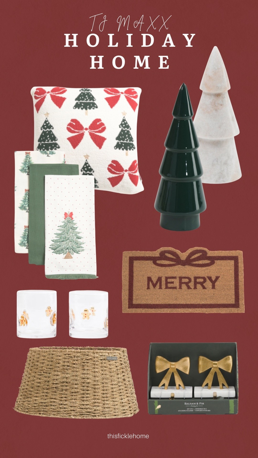 My favorite holiday finds at TJ Maxx

Decorative Christmas trees
Merry doormat
Holiday pillows
Woven tree skirt
Gold bow stocking holders 

#LTKHome #LTKHoliday #LTKSaleAlert