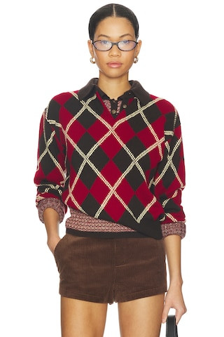 Guest In Residence Collegiate Argyle Polo Top in Burnt Cocoa Combo from Revolve.com | Revolve Clothing (Global)