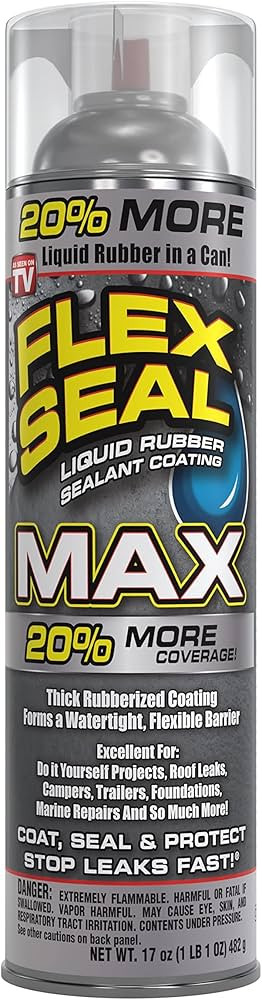 Flex Seal MAX, 17 oz, 1-Pack, Clear, Stop Leaks Instantly, Waterproof Rubber Spray On Sealant Coa... | Amazon (US)
