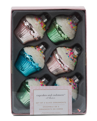 6pk Cupcake Glass Ornaments | TJ Maxx