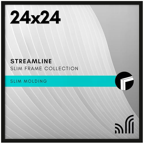 Americanflat 24x24 Picture Frame with Polished Plexiglass - Streamline Collection - Thin Border Square Frame for Wall Display - Hanging Hardware Included - Black | Amazon (US)
