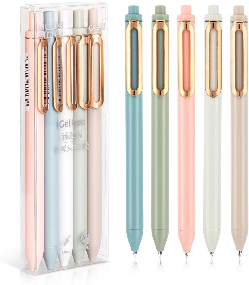 NUSIGN Gel Pens, 5 Pcs 0.5mm Retractable Quick Dry Black Ink Fine Point Rolling Ball Gel Pen, Smo... | Amazon (US)