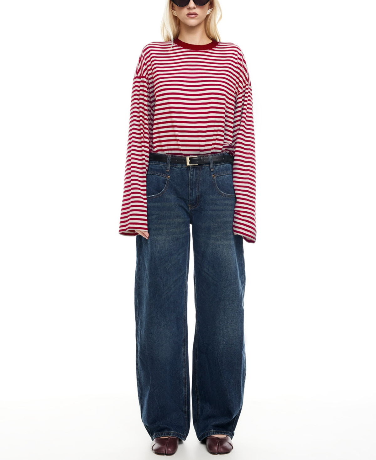 Lioness Women's Bloom Round-Neck Long-Sleeve Top - Wine Stripe | Macy's