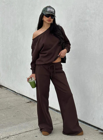 Dodie Wide Leg Pants Washed Brown | Princess Polly US