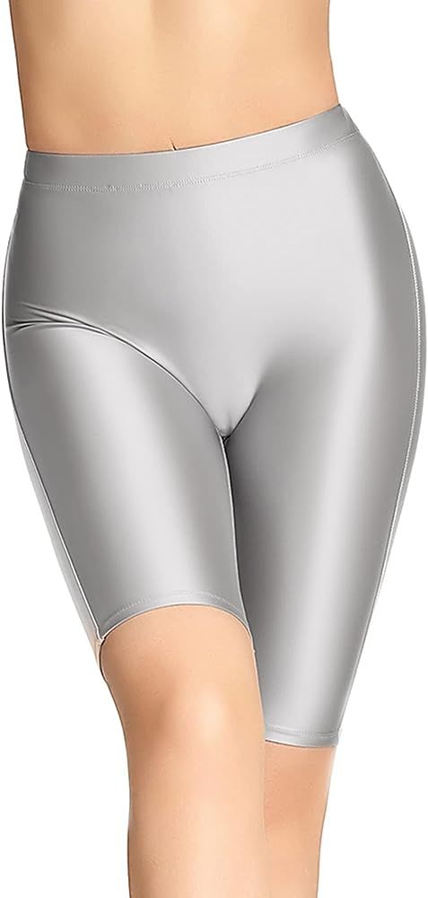 SOFSOT Women's Shiny Yoga Pilates Shorts Outdoor Quick Dry Pants Ultra High Rise Biker Leggings | Amazon (US)