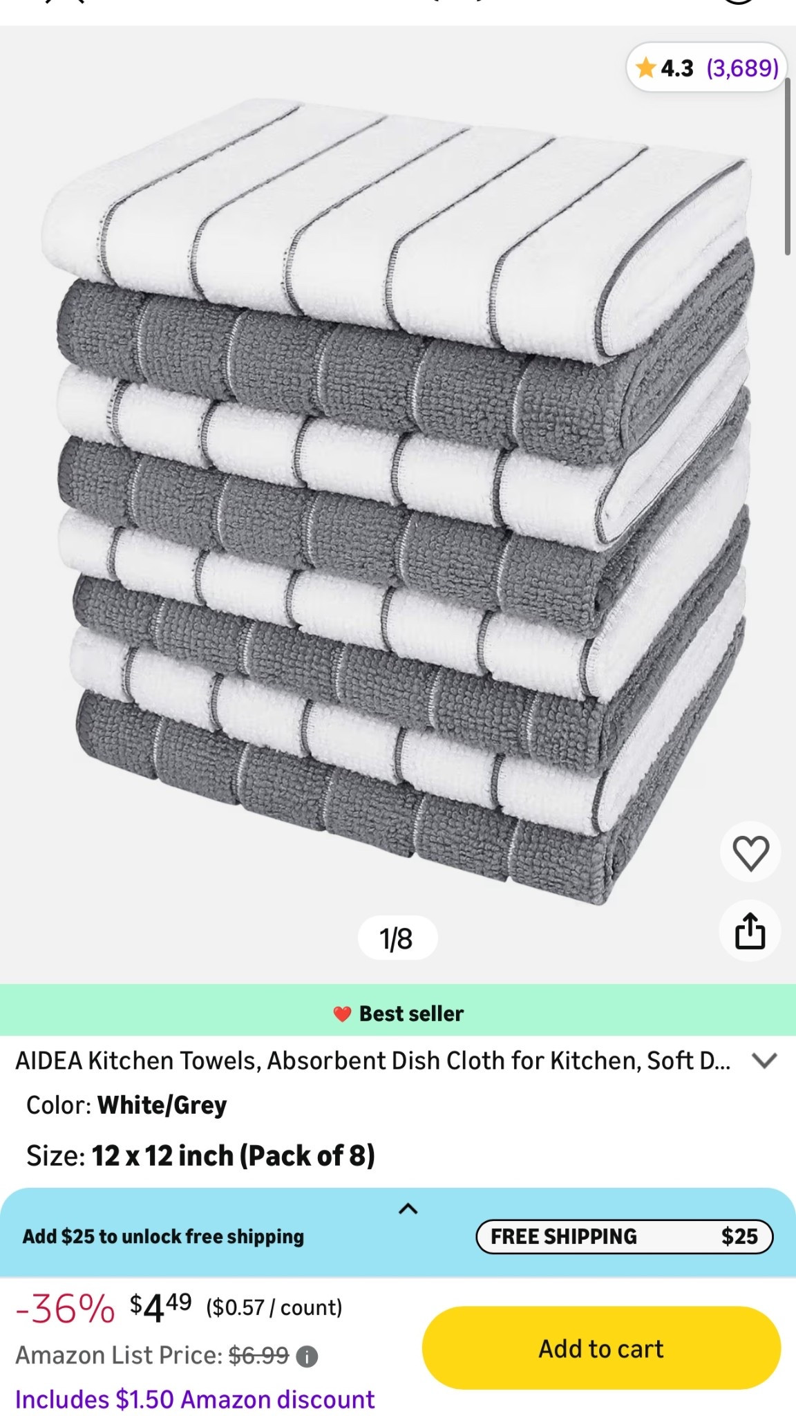 8 hand towels for only $4?! Freaking insane! @amazon Haul has all items under $20 that you get in 1-2 weeks! #ad #founditonamazon