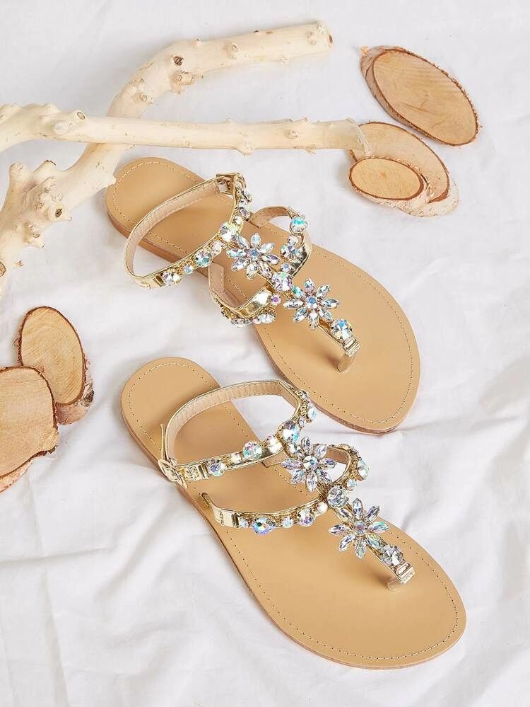 Sandalen mit Juwelen Dekor und Zehenpfosten | SHEIN