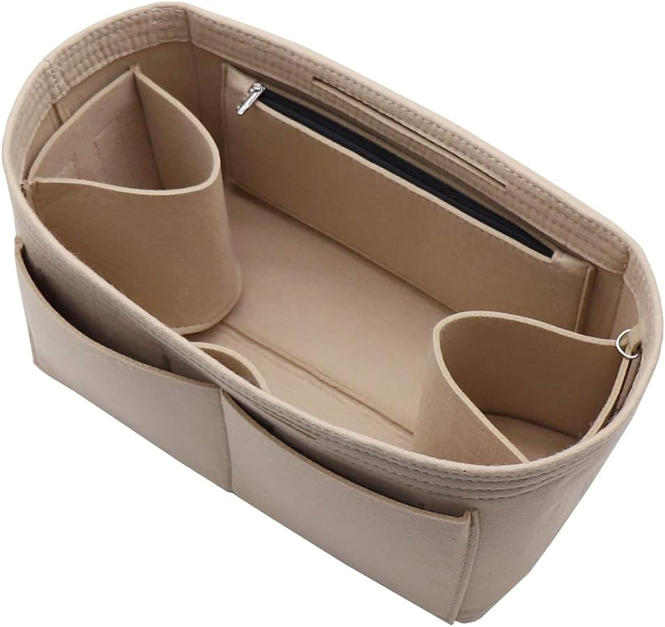 LEXSION Felt Purse Organizer Insert Zipper Pocket with Two Removeable Bottle Holder | Amazon (US)