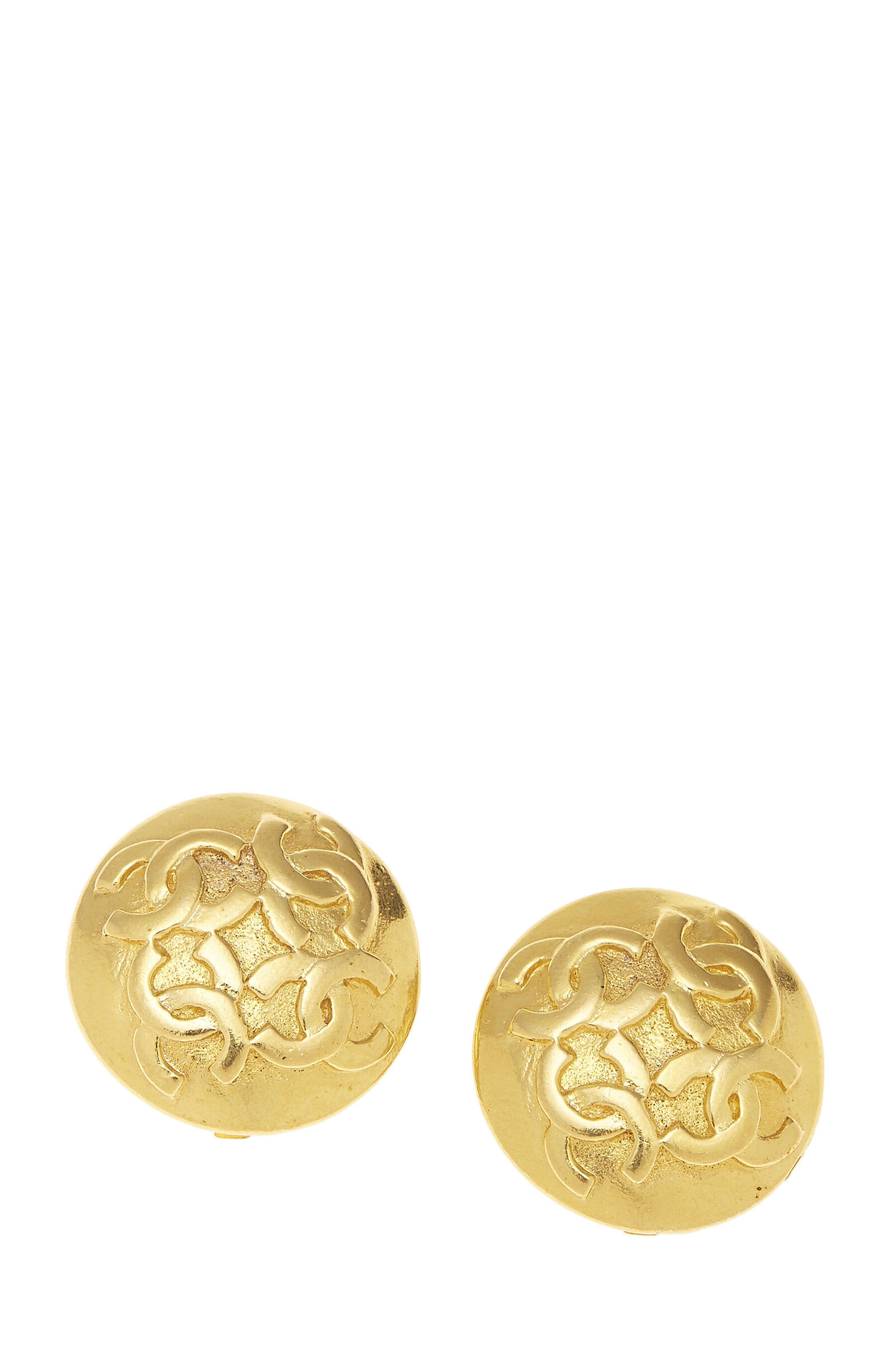 Chanel Gold 4 CC Round Earrings Q6J0NG17DB005 | WGACA | What Goes Around Comes Around