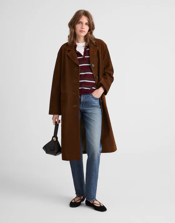 Single-Breasted Topcoat in Suede | Madewell