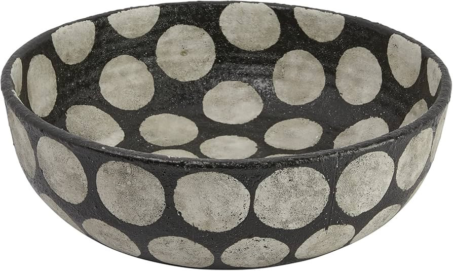Creative Co-Op Terracotta Wax Relief Dots, Black and Natural Decorative Bowl | Amazon (US)
