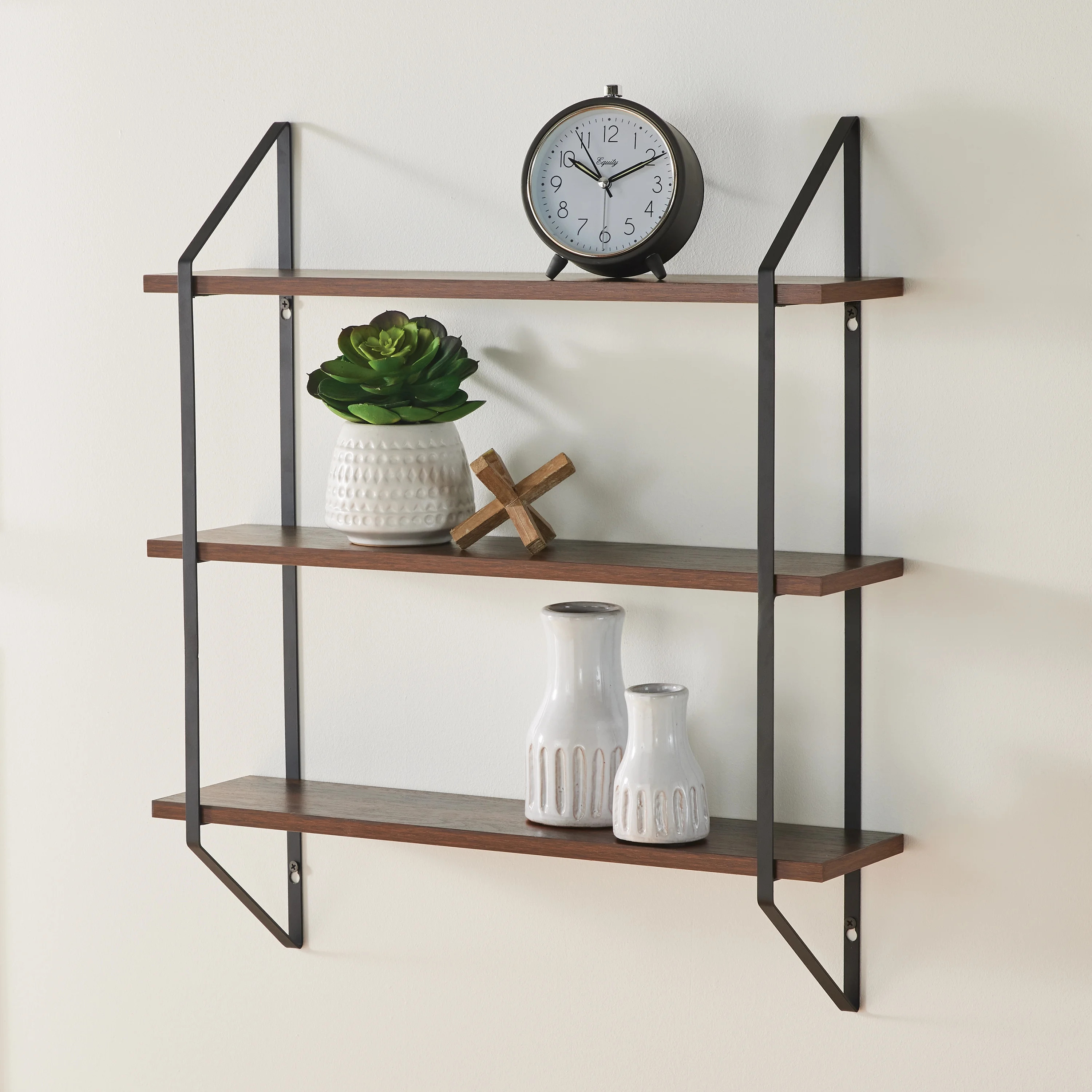 Better Homes & Gardens 3-Tier 20"W Wood Bracket Shelves, Walnut | Walmart (US)
