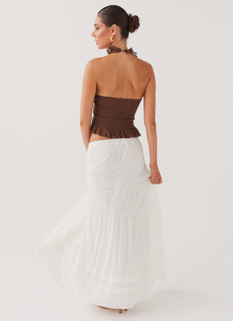Moonstone Tiered Maxi Skirt - White | Peppermayo (Global)