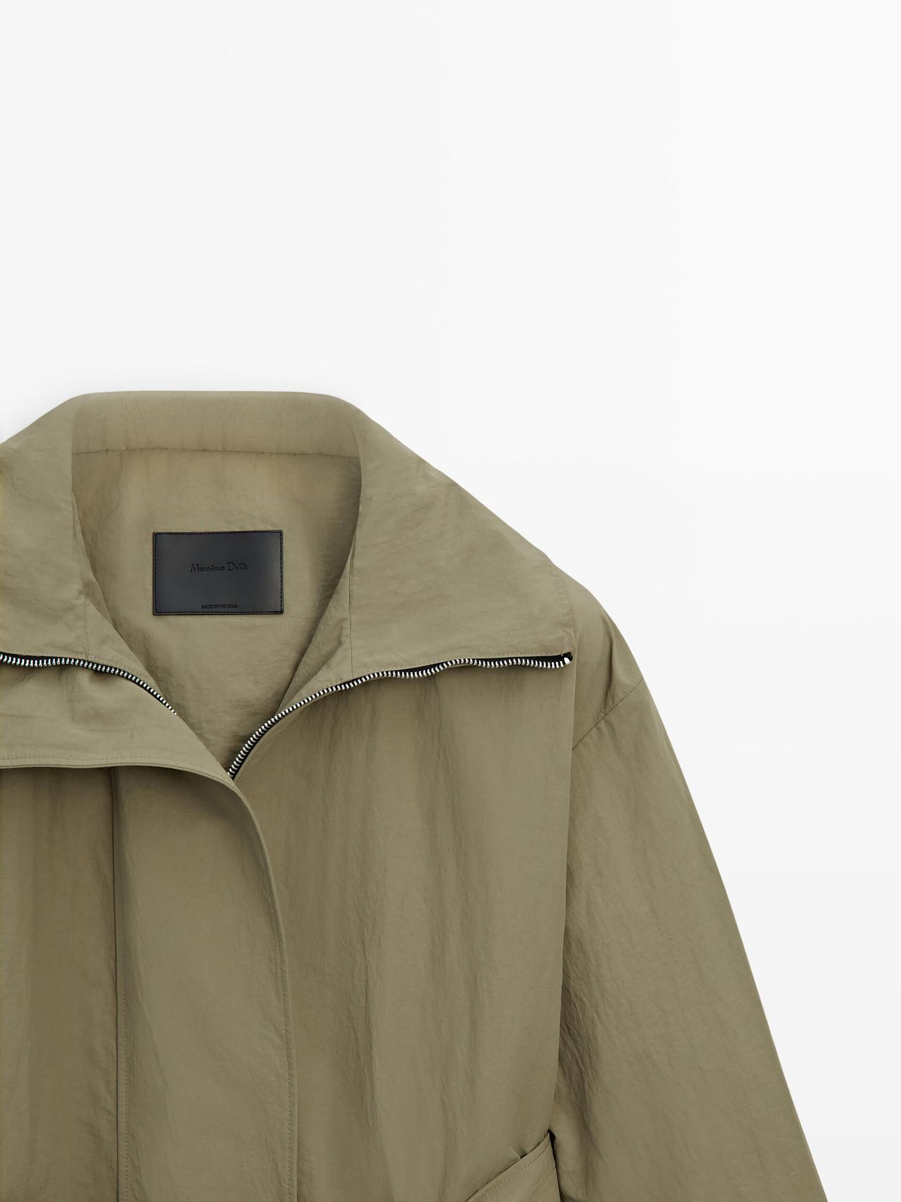 Long high neck parka with hood and belt | Massimo Dutti UK