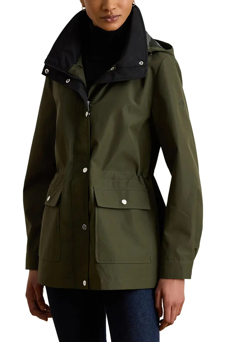 Hooded Contrast Trim Windbreaker Jacket (Women) | Nordstrom | Nordstrom