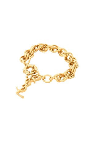 Saint Laurent Hammered Chain Bracelet in Or Laiton - Metallic Gold. Size L (also in S). | FWRD 