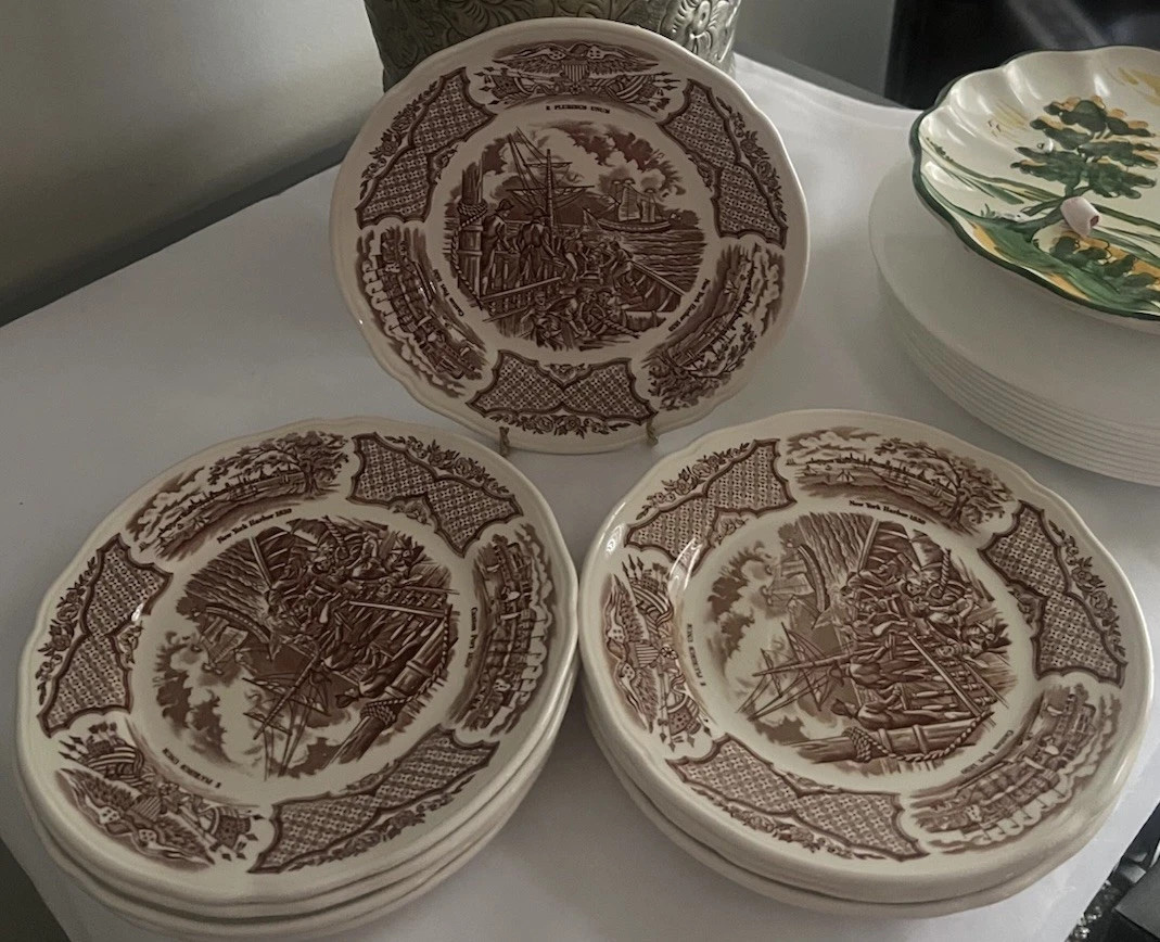 9pc Alfred Meakin "Fair Winds Brown Transferware Salad Plates 7” | eBay | eBay US