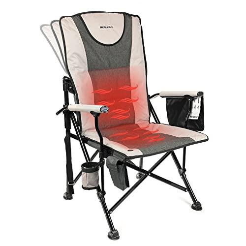 REALEAD Heated Camping Chair - Fully Padded Heated Chairs Outdoor Sports - Heavy Duty Heating Camp Chairs for Adults Supports 400 lbs - Perfect for Outside Sport Events, Concert, Battery NOT Included | Amazon (US)