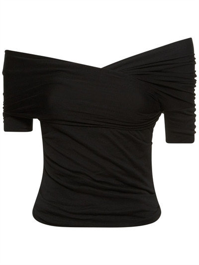 Interior - Haut ruché en jersey de coton the amalia - Noir | Luisaviaroma | Luisaviaroma