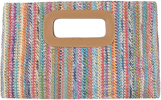 Straw Clutch Purse for Women Travel Straw Beach Tote Bag Woven Rattan Envelope Bag Top Handle Cro... | Amazon (US)