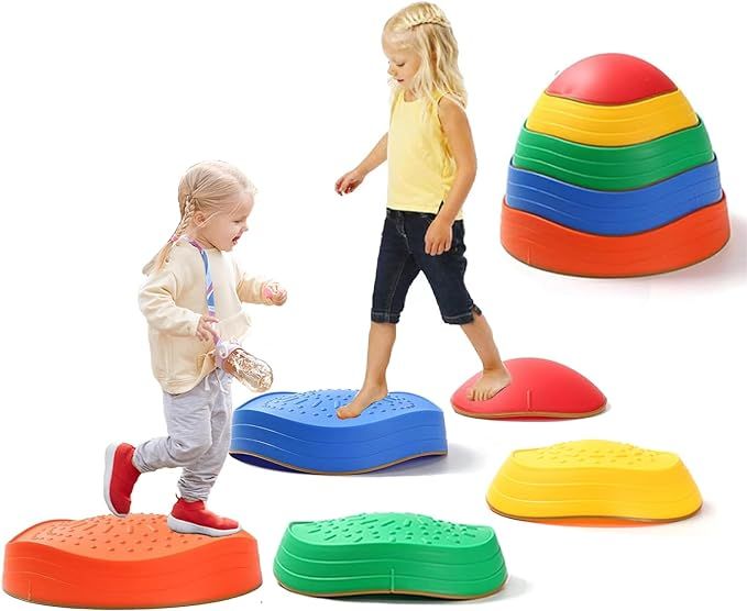 5Pcs Non-Slip Plastic Balance Stepping Stones for kids,up to 220 Ibs for PomotingChildren's Coord... | Amazon (US)