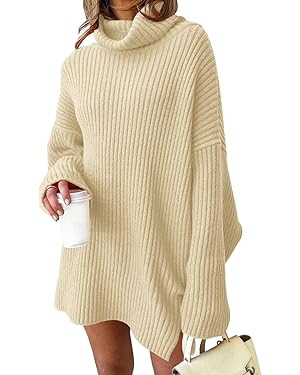 LILLUSORY Womens Turtleneck Oversized Long Batwing Sleeve Fall Sweater 2023 Plus Size Tunic Pullo... | Amazon (US)