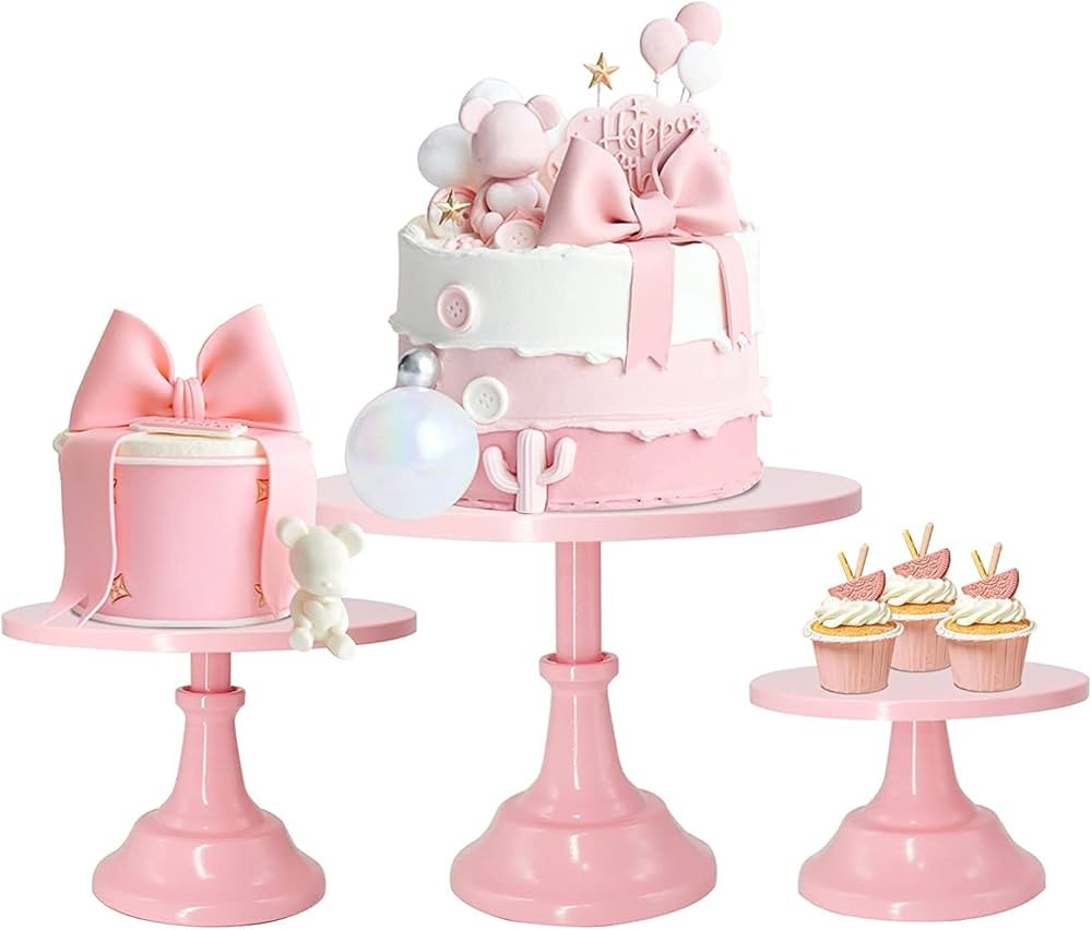 Set of 3pcs Pink Cake Cupcake Stands Round Modern Dessert Towers Decor Serving Platter for Girl's... | Amazon (US)