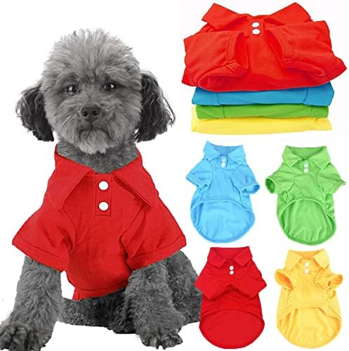 DOGGYZSTYLE 4 Pack Solid Dog Polo Tshirts Shirts Pet Puppy T-Shirt Clothes Outfit Apparel Coats T... | Amazon (US)